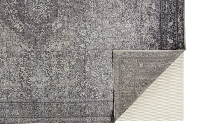 The Rug Corner Feizy Sarrant Transitional Medallion - Gray/Silver/Ivory  Sarrant Transitional Medallion - Gray/Silver/Ivory