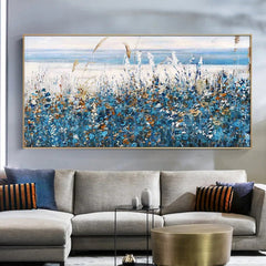 Serenity in Blue: Abstract Natural Landscape Leaves