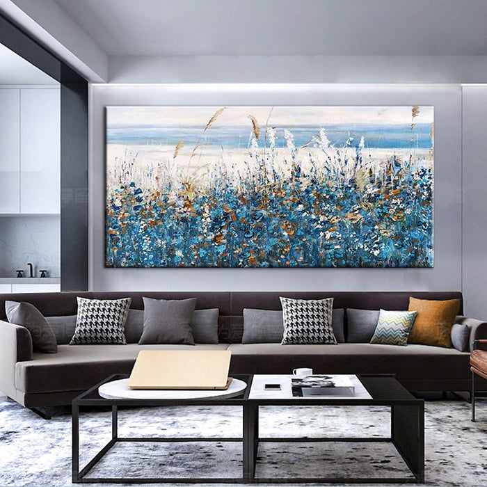 Serenity in Blue: Abstract Natural Landscape Leaves