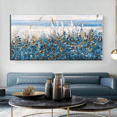 Serenity in Blue: Abstract Natural Landscape Leaves
