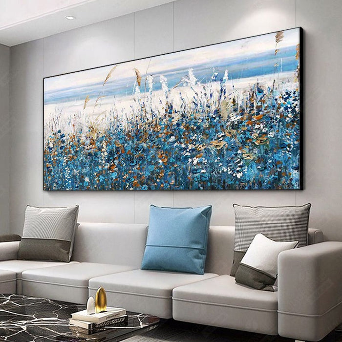 Serenity in Blue: Abstract Natural Landscape Leaves