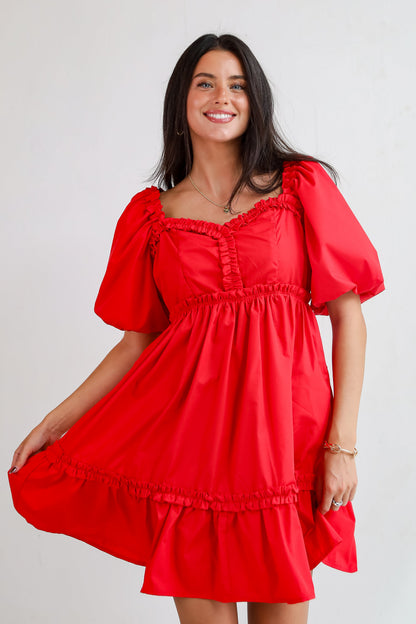 FINAL SALE - Convincingly Graceful Red Ruffle Mini Dress