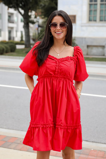 FINAL SALE - Convincingly Graceful Red Ruffle Mini Dress