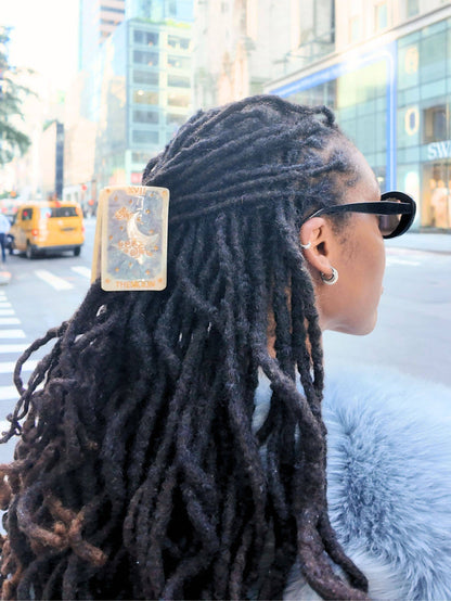 Solar Eclipse Hand-painted Moon Tarot Card Hair Claw