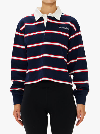Sporty & Rich Unisex Serif Logo Rugby Polo