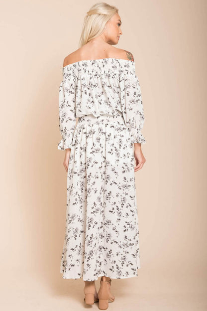 Aiyana High Slit Floral Maxi Dress White