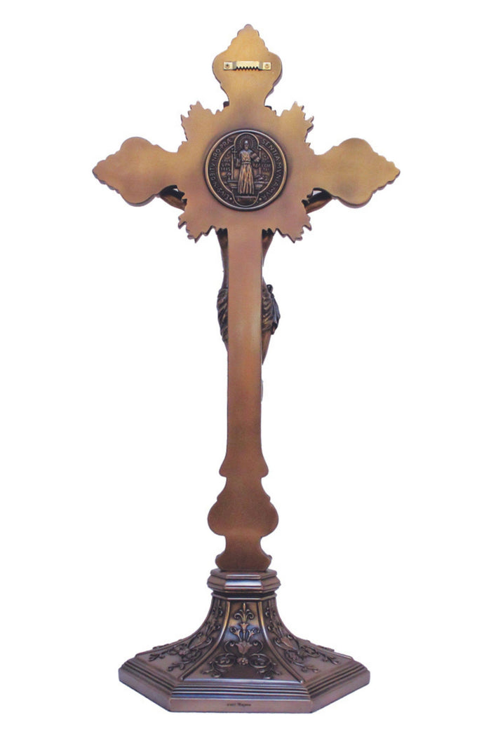 Standing St. Benedict Crucifix in Cold Cast Bronze 9.5"