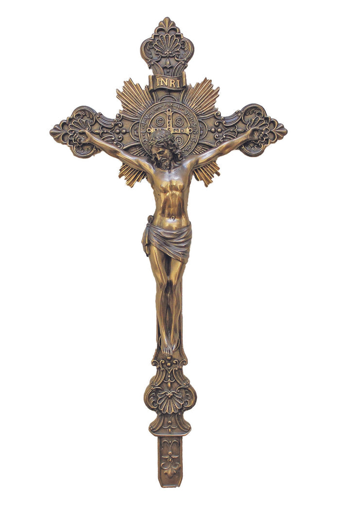 Standing St. Benedict Crucifix in Cold Cast Bronze 9.5"