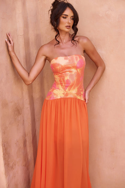 Sunset Breeze Maxi Dress - Tangerine