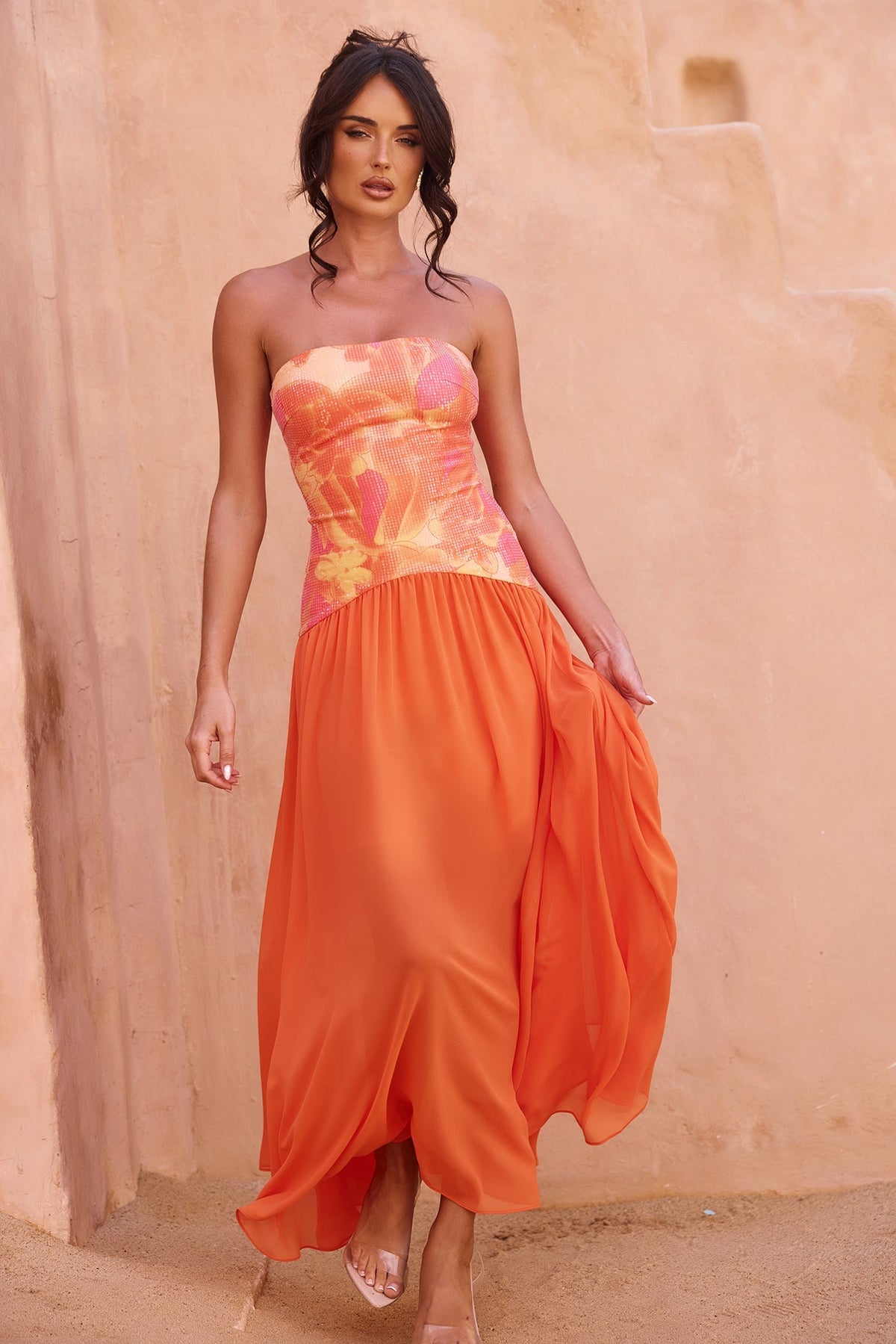 Sunset Breeze Maxi Dress - Tangerine