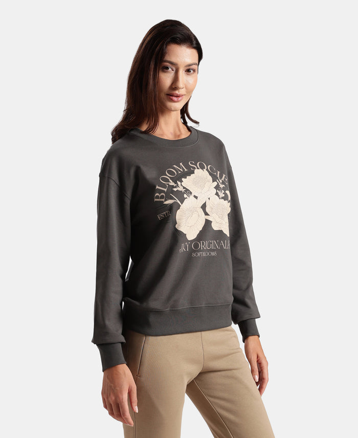 Super Combed Cotton French Terry Fabric Printed Sweatshirt - Volcanic Ash