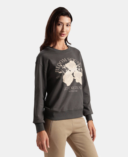 Super Combed Cotton French Terry Fabric Printed Sweatshirt - Volcanic Ash