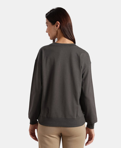 Super Combed Cotton French Terry Fabric Printed Sweatshirt - Volcanic Ash