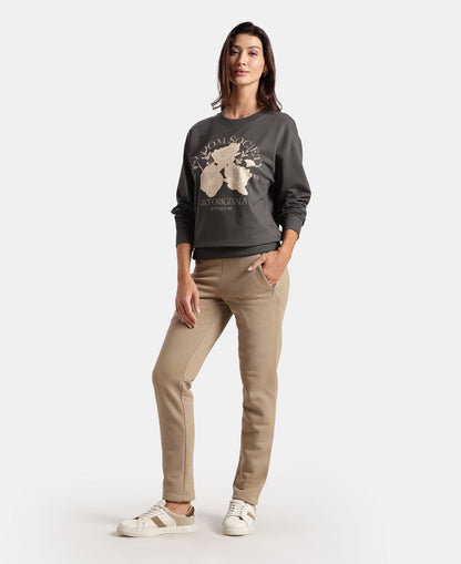Super Combed Cotton French Terry Fabric Printed Sweatshirt - Volcanic Ash