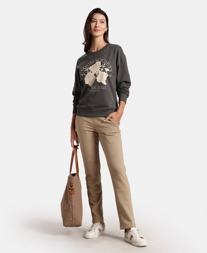 Super Combed Cotton French Terry Fabric Printed Sweatshirt - Volcanic Ash