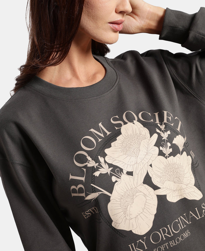 Super Combed Cotton French Terry Fabric Printed Sweatshirt - Volcanic Ash