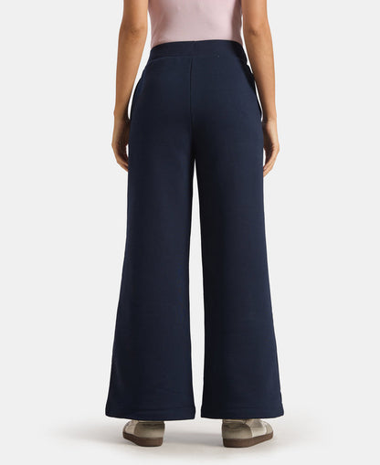 Super Combed Cotton Relaxed Fit Wide Leg Pants with StayWarm Technology - Navy