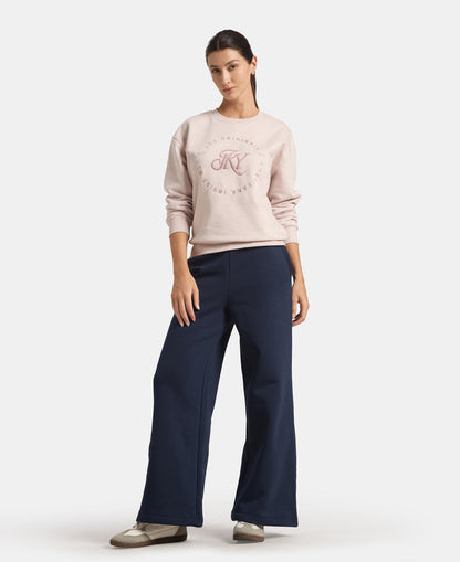 Super Combed Cotton Relaxed Fit Wide Leg Pants with StayWarm Technology - Navy