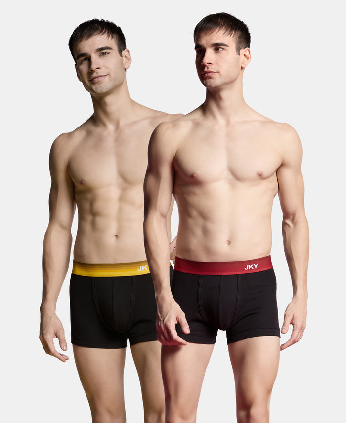 Super Combed Cotton Rib Solid Trunk with Ultrasoft Waistband & StayFresh Treatment - Black (Pack of 2)