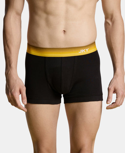 Super Combed Cotton Rib Solid Trunk with Ultrasoft Waistband & StayFresh Treatment - Black (Pack of 2)