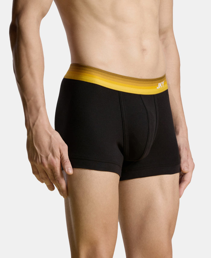 Super Combed Cotton Rib Solid Trunk with Ultrasoft Waistband & StayFresh Treatment - Black (Pack of 2)