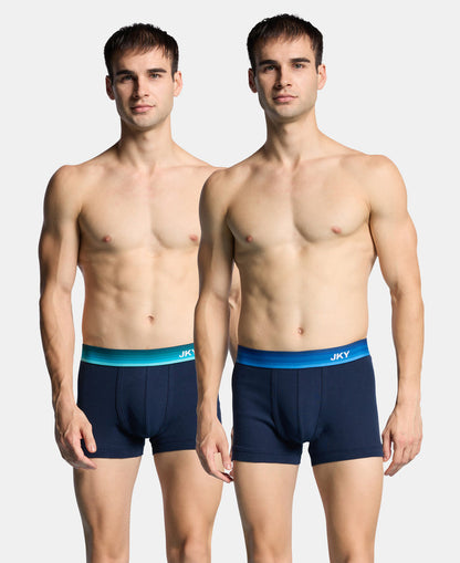 Super Combed Cotton Rib Solid Trunk with Ultrasoft Waistband & StayFresh Treatment - Navy (Pack of 2)