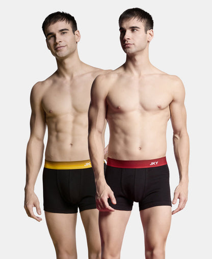 Super Combed Cotton Rib Solid Trunk with Ultrasoft Waistband & StayFresh Treatment - Black (Pack of 2)
