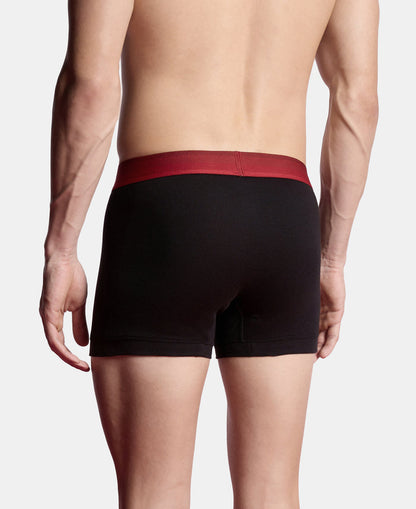 Super Combed Cotton Rib Solid Trunk with Ultrasoft Waistband & StayFresh Treatment - Black (Pack of 2)