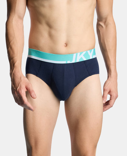 Super Combed Cotton Solid Brief with Ultrasoft Waistband and StayFresh Treatment - Navy (Pack of 2)