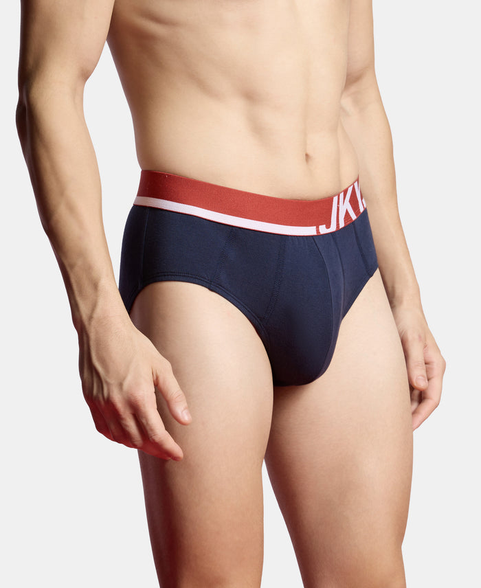 Super Combed Cotton Solid Brief with Ultrasoft Waistband and StayFresh Treatment - Navy (Pack of 2)