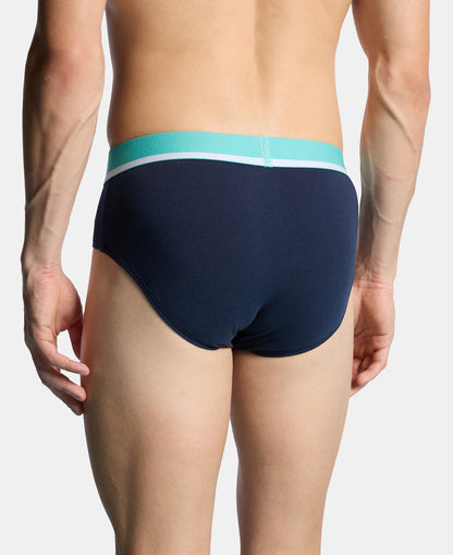 Super Combed Cotton Solid Brief with Ultrasoft Waistband and StayFresh Treatment - Navy (Pack of 2)
