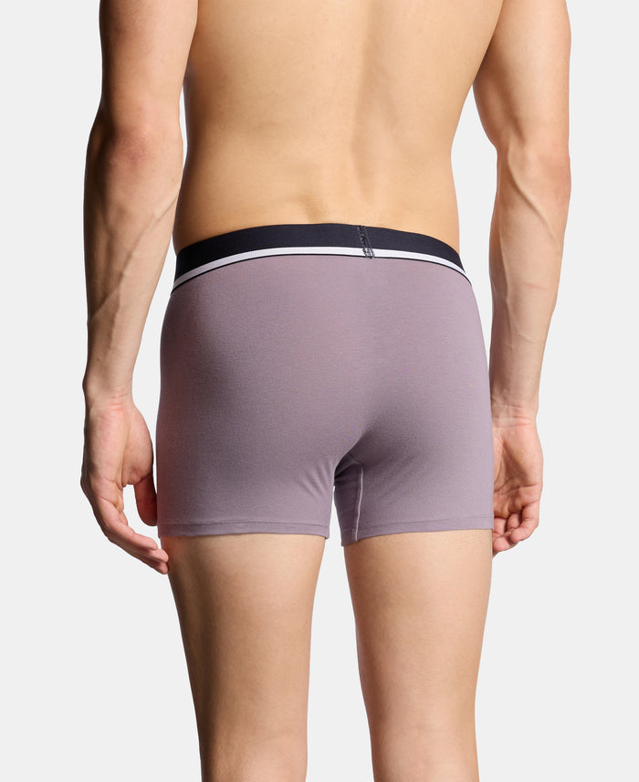 Super Combed Cotton Solid Trunk with Ultrasoft Waistband and StayFresh Treatment - Bering Sea & Grey Ridge (Pack of 2)