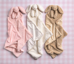 Tan Cuddle Bunny Plush Blanket by Mud Pie at Confetti Gift and Party Tuscaloosa Alabama