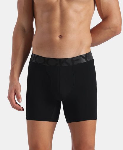 Tencel Microfiber Elastane Stretch Solid Boxer Brief with Natural StayFresh Properties - Black