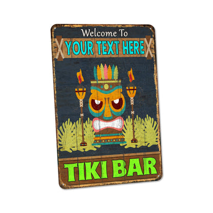 Tropical tiki bar paradise metal sign for backyard, patio and pool beach house decor