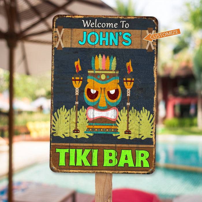 Tiki Bar Sign Beach House Backyard Barbecue Pool Décor Tropical Theme Sign Paradise