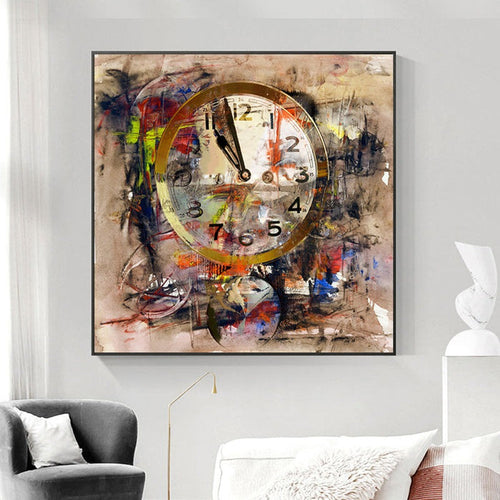 Timeless Reverie: Abstract Retro Clock Art