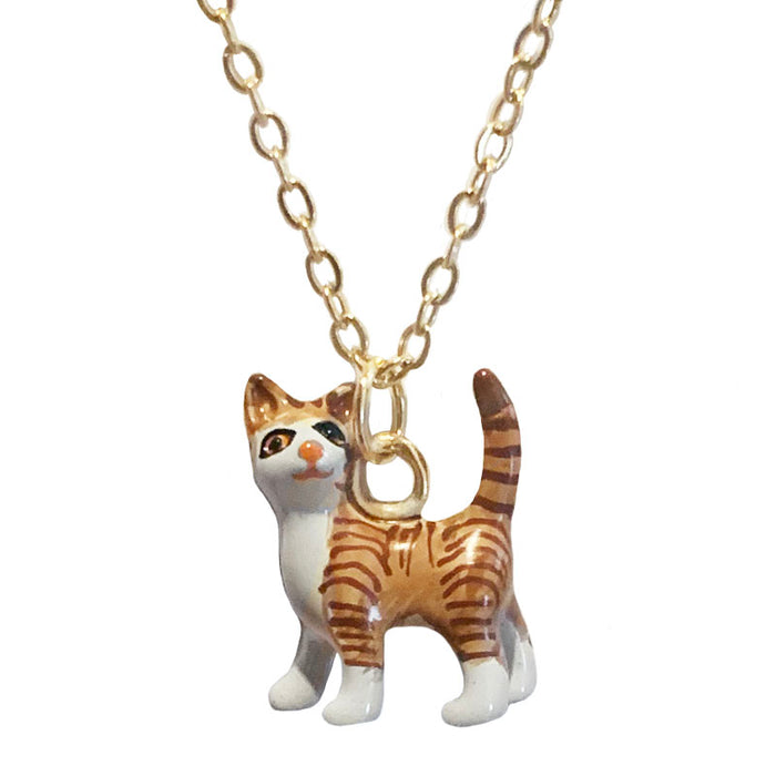 Tiny Preston Tabby Cat Necklace