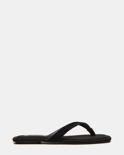 TRELLA Black Suede Square-Toe Thong Women's Sandal | Steve Madden