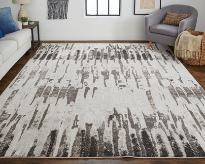 The Rug Corner Feizy Vancouver Modern Abstract - Ivory/Brown/Gray