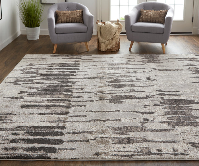 The Rug Corner Feizy Vancouver Modern Abstract - Ivory/Brown/Gray