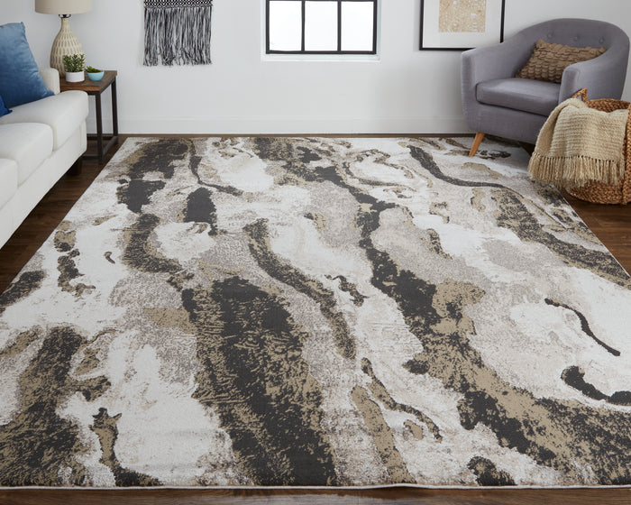 lifestyle The Rug Corner Feizy Vancouver Modern Abstract - Ivory/Brown/Taupe