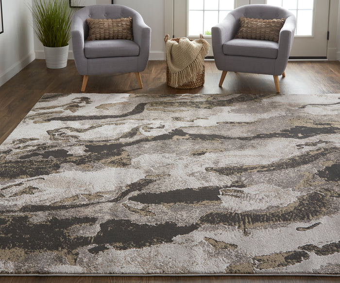 The Rug Corner Feizy Vancouver Modern Abstract - Ivory/Brown/Taupe