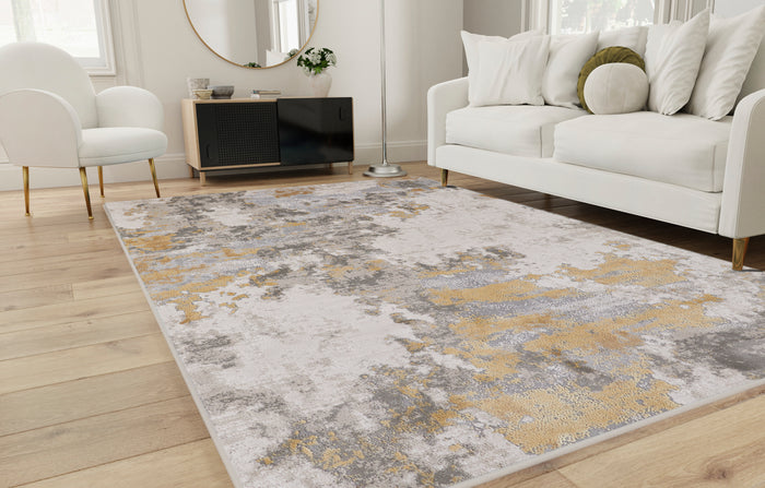 The Rug Corner Feizy Waldor Modern Abstract - Ivory/Gold/Gray