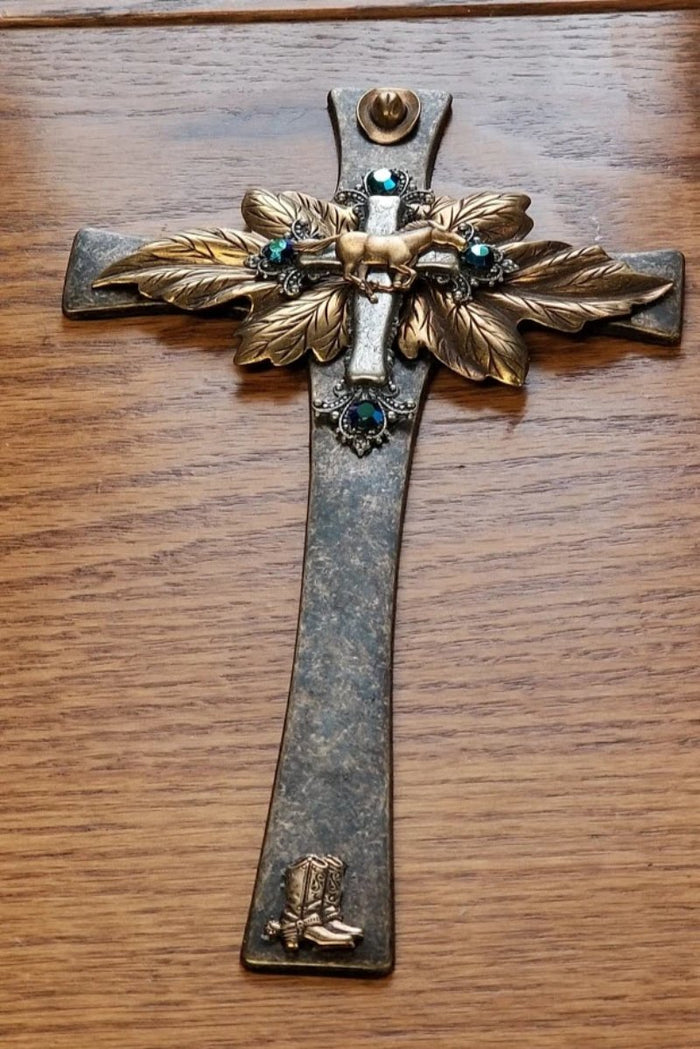 Western Brass Wall Cross