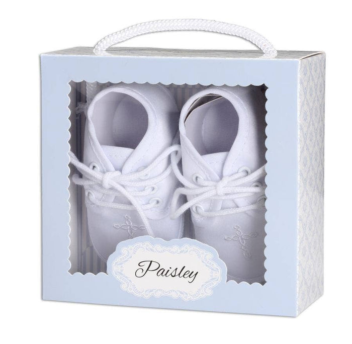 White Boys Baptism Shoe With Cross: 1