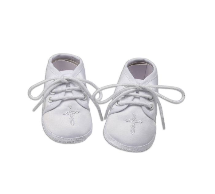 White Boys Baptism Shoe With Cross: 1