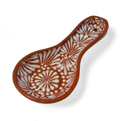 White on Brown Spoon Rest