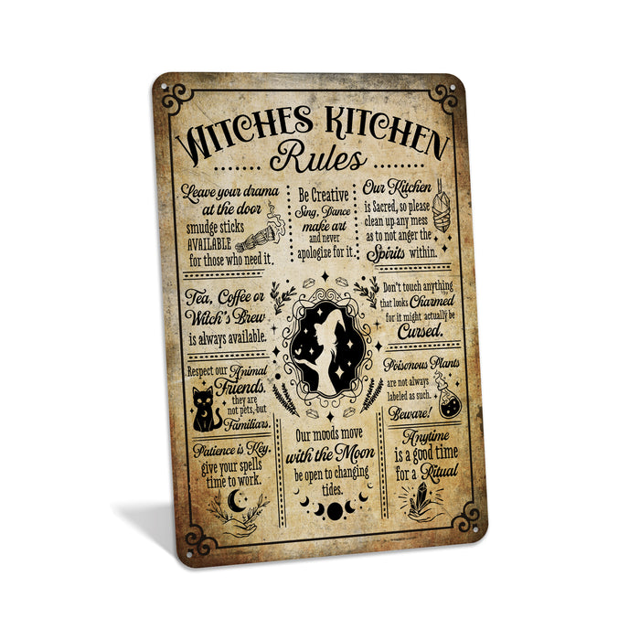 Witches Kitchen rustic metal Halloween sign, spooky vintage kitchen wall decor