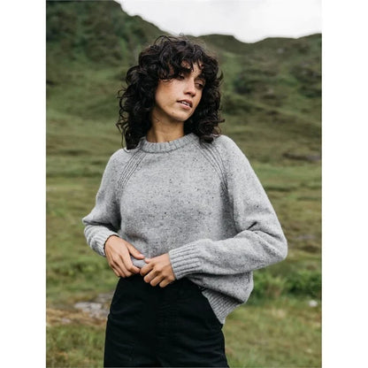 Women's Farne Crew Neck Knit Sweater in Dove Grey - FINISTERRE